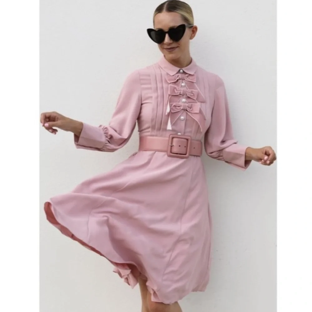 Halogen Pink Ruffle-Front Midi Dress - Picture 5 of 13